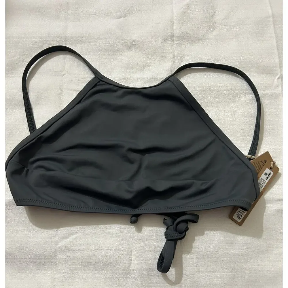 Skims NWT Recycled Swim High Neck Top Gunmetal Size XXS
